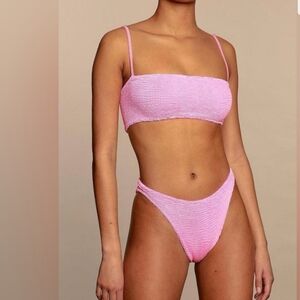 Hunza G Vibrant Pink Textured Bikini